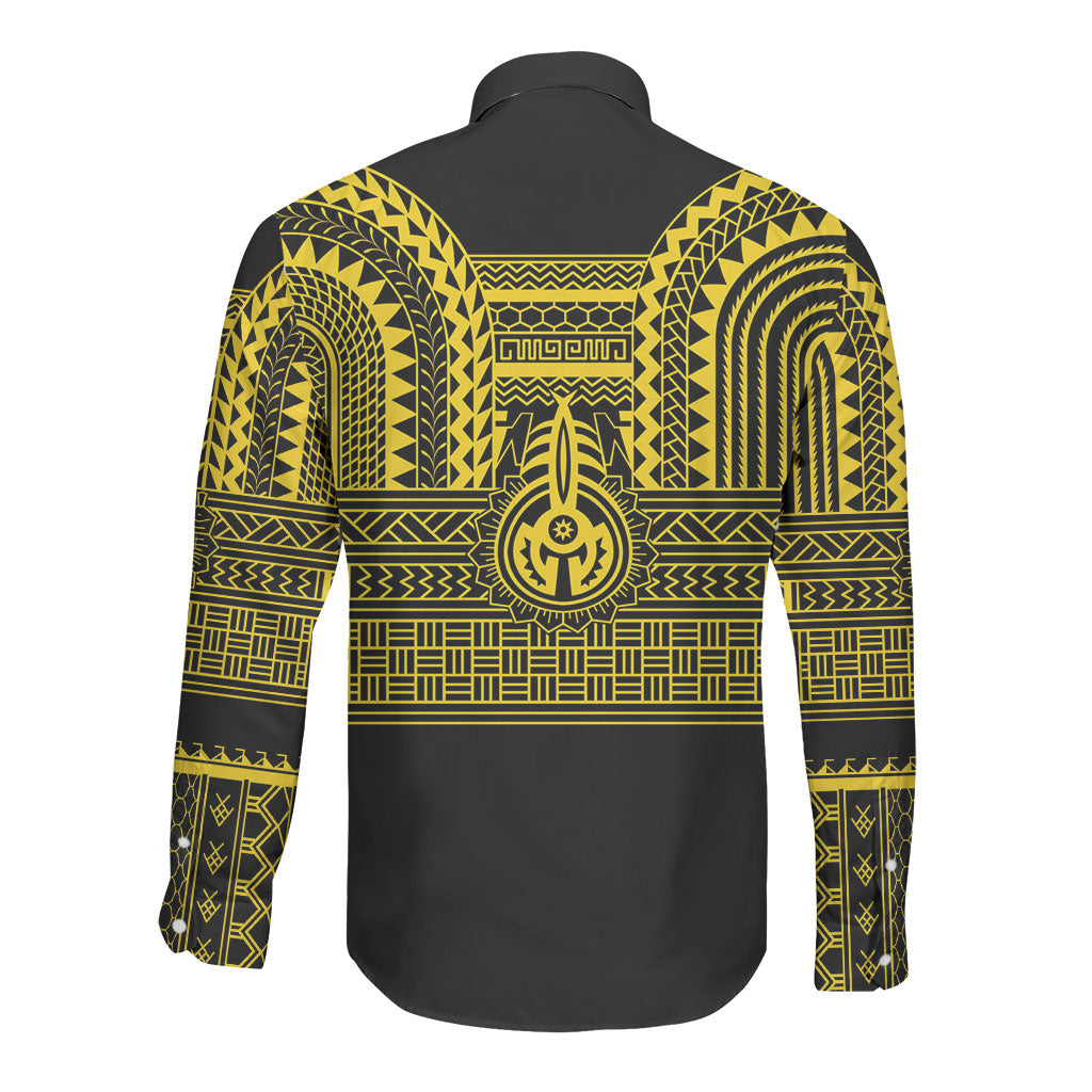 Philippines Filipinos Long Sleeve Button Shirt Igorot Tribal Pattern Black LT05 - Polynesian Pride