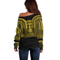 Philippines Filipinos Off Shoulder Sweater Igorot Tribal Pattern Black LT05 - Polynesian Pride