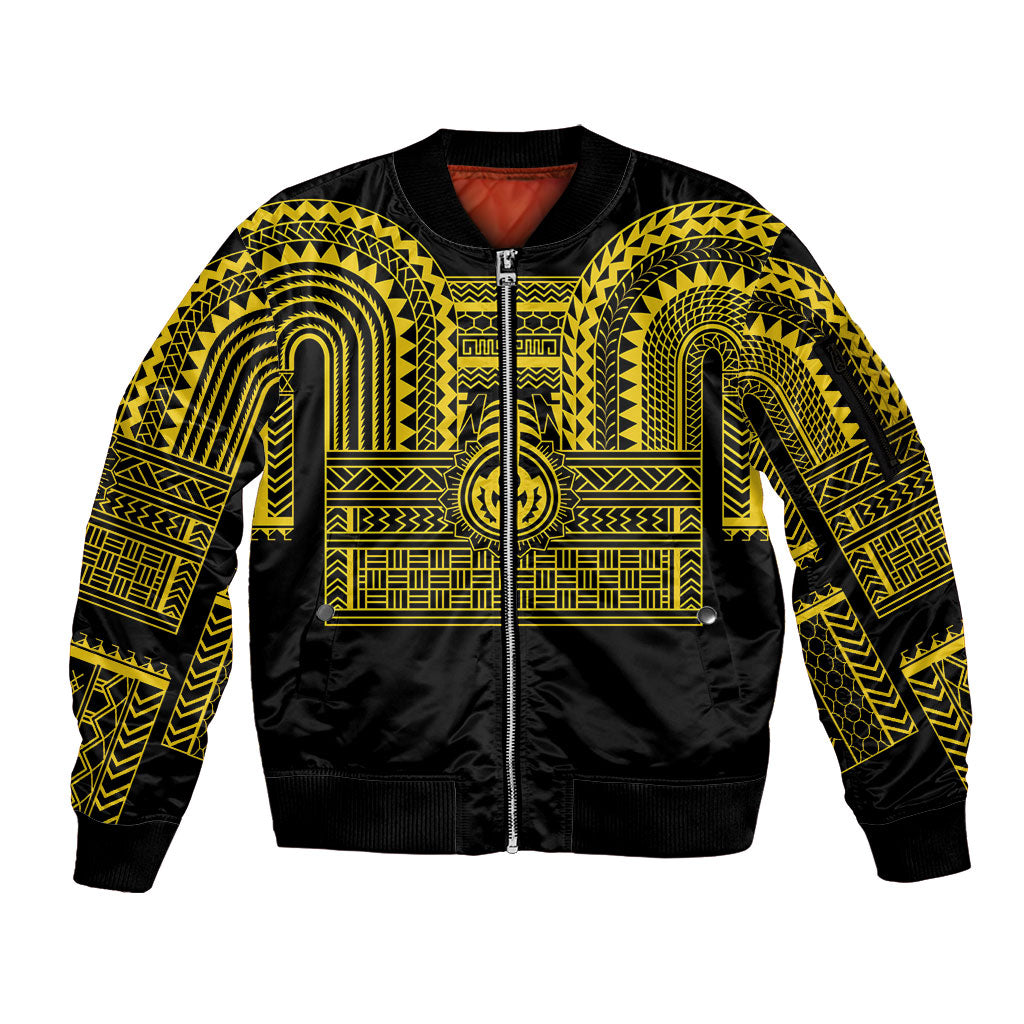 Philippines Filipinos Sleeve Zip Bomber Jacket Igorot Tribal Pattern Black LT05 Unisex Black - Polynesian Pride