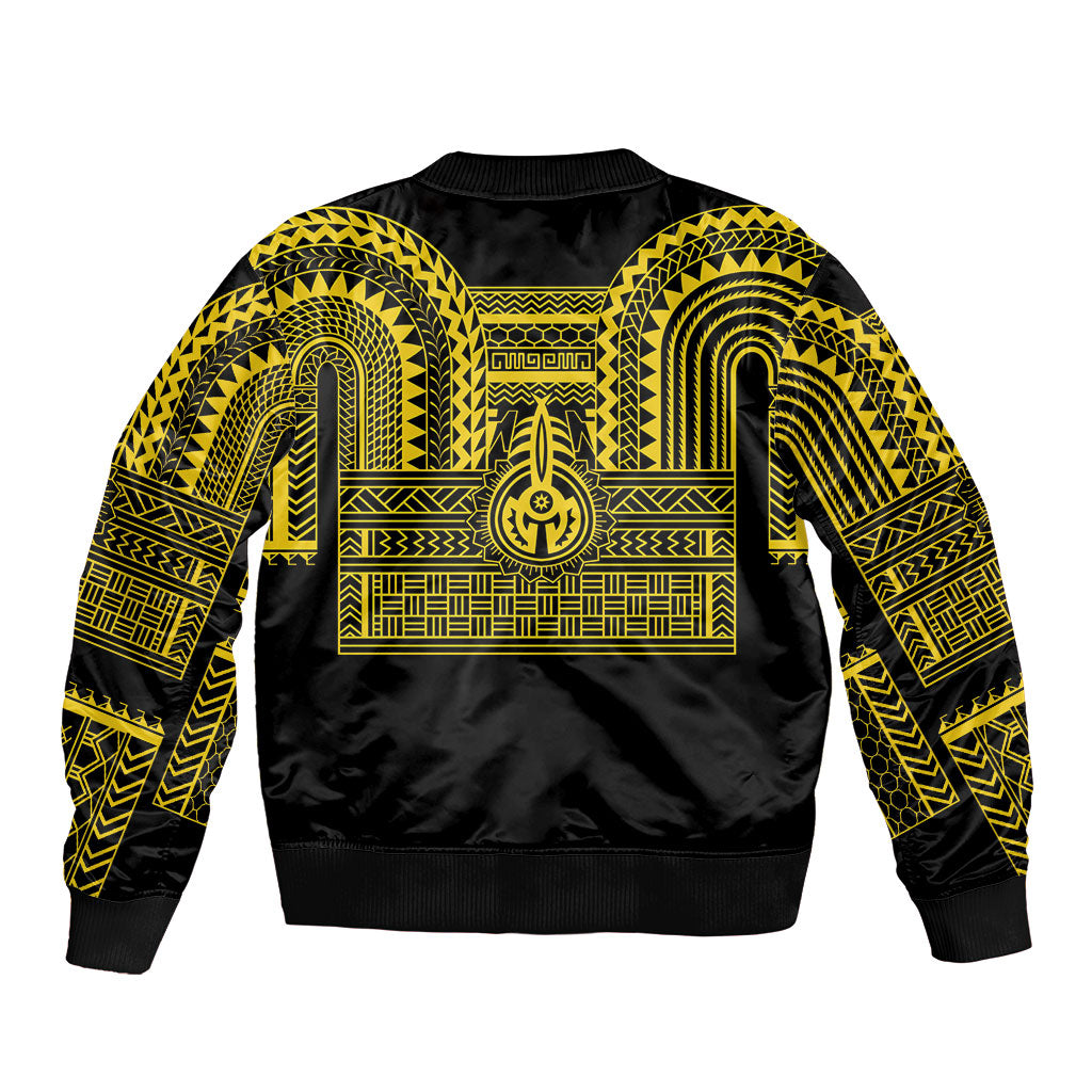 Philippines Filipinos Sleeve Zip Bomber Jacket Igorot Tribal Pattern Black LT05 - Polynesian Pride