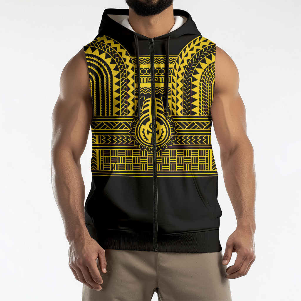 Philippines Filipinos Sleeveless Zip Hoodie Igorot Tribal Pattern Black LT05 - Polynesian Pride