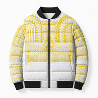 Philippines Filipinos Bomber Puffer Jacket Igorot Tribal Pattern White LT05 Unisex White - Polynesian Pride