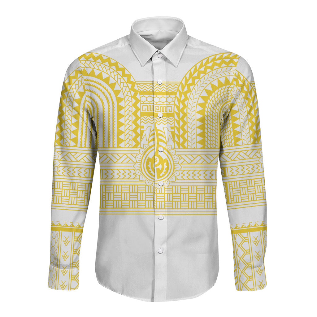 Philippines Filipinos Long Sleeve Button Shirt Igorot Tribal Pattern White LT05 Unisex White - Polynesian Pride
