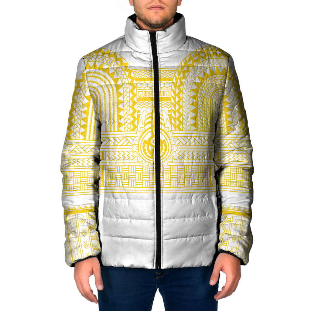 Philippines Filipinos Padded Jacket Igorot Tribal Pattern White LT05 Men White - Polynesian Pride