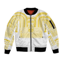 Philippines Filipinos Sleeve Zip Bomber Jacket Igorot Tribal Pattern White LT05 Unisex White - Polynesian Pride