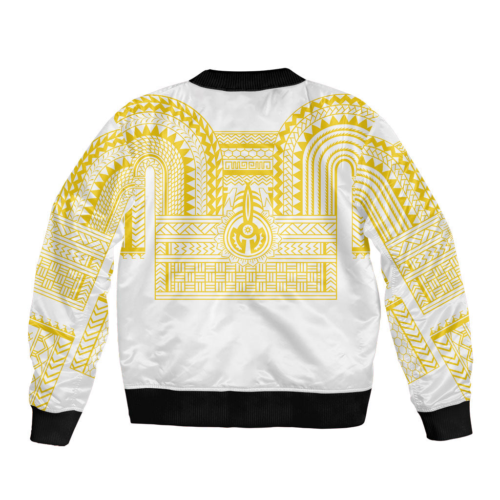 Philippines Filipinos Sleeve Zip Bomber Jacket Igorot Tribal Pattern White LT05 - Polynesian Pride