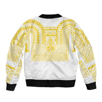 Philippines Filipinos Sleeve Zip Bomber Jacket Igorot Tribal Pattern White LT05 - Polynesian Pride