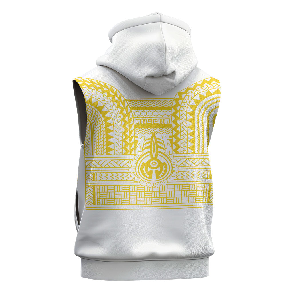 Philippines Filipinos Sleeveless Zip Hoodie Igorot Tribal Pattern White LT05 - Polynesian Pride
