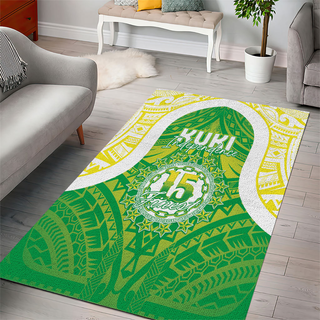 Kuki Independence 2026 Area Rug Cook Islands 15 Finest Green Version LT05 - Polynesian Pride