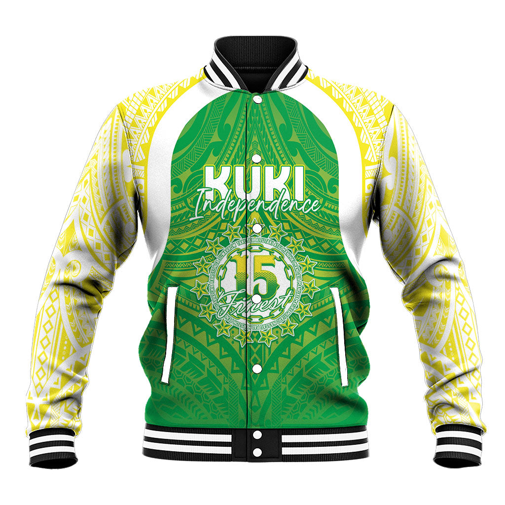 Kuki Independence 2026 Baseball Jacket Cook Islands 15 Finest Green Version LT05 Unisex Green - Polynesian Pride