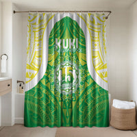 Kuki Independence 2026 Bathroom Set Cook Islands 15 Finest Green Version LT05 Shower Curtain Only Green - Polynesian Pride