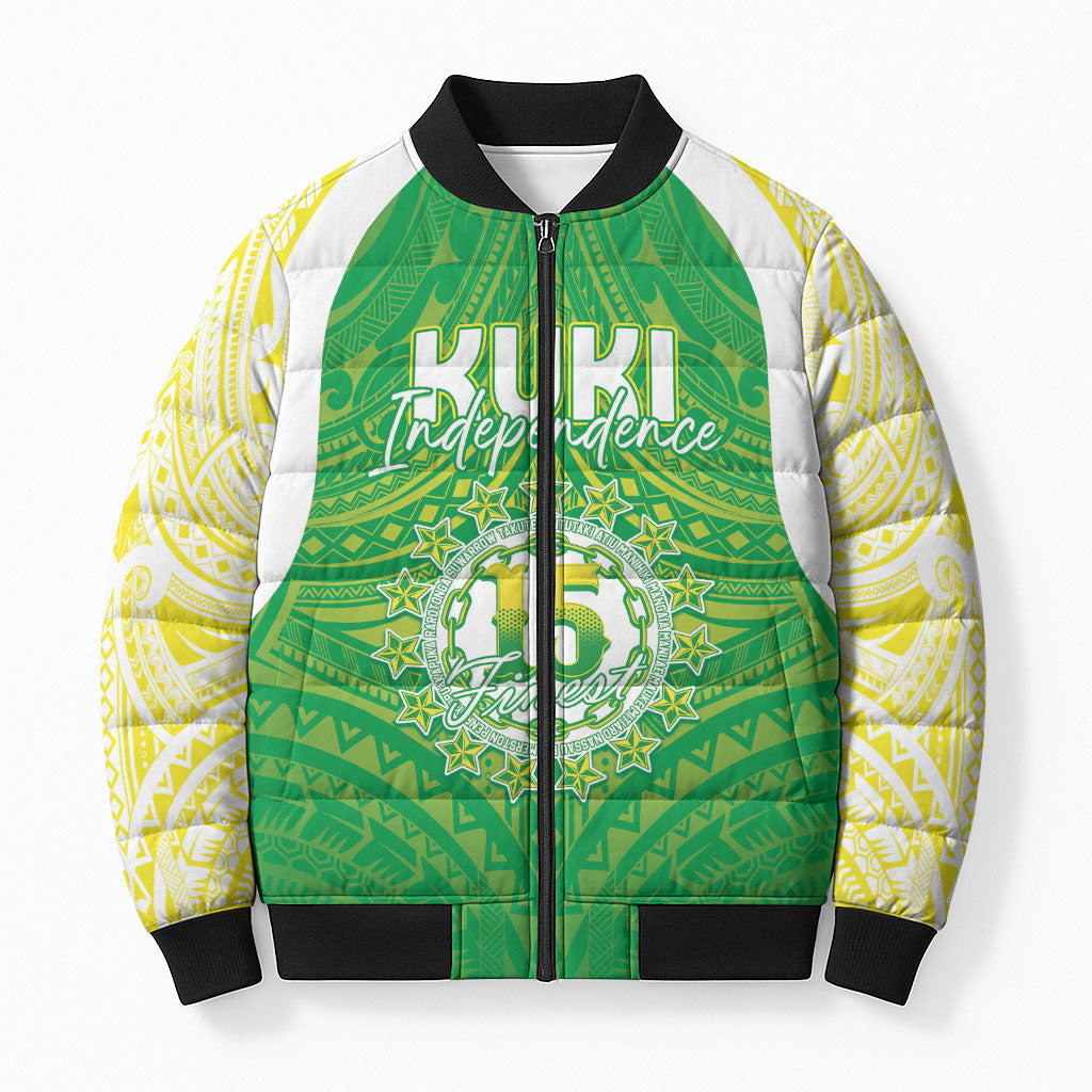Kuki Independence 2026 Bomber Puffer Jacket Cook Islands 15 Finest Green Version LT05 Unisex Green - Polynesian Pride