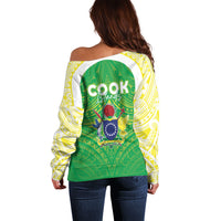 Kuki Independence 2026 Off Shoulder Sweater Cook Islands 15 Finest Green Version LT05 - Polynesian Pride