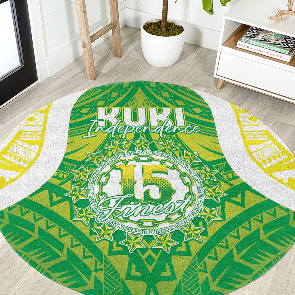 Kuki Independence 2026 Round Carpet Cook Islands 15 Finest Green Version LT05 Green - Polynesian Pride