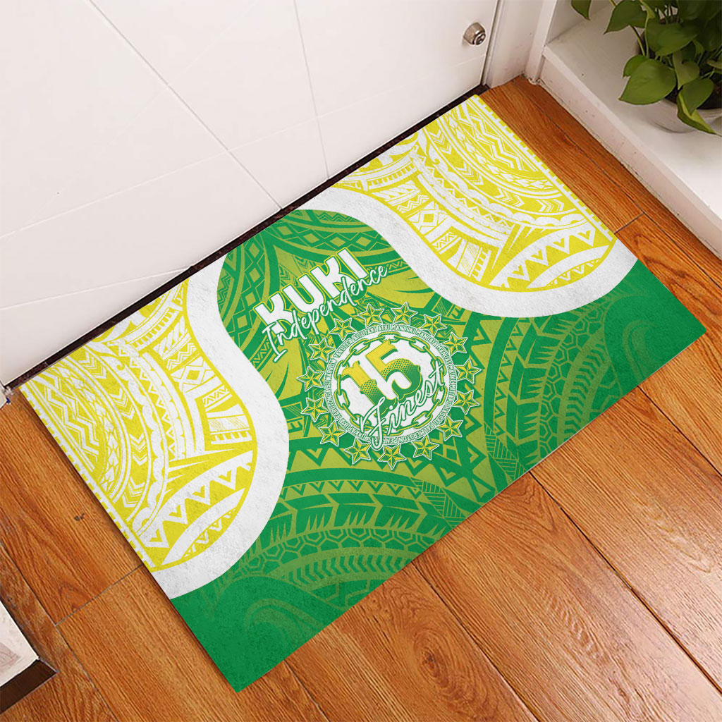 Kuki Independence 2026 Rubber Doormat Cook Islands 15 Finest Green Version LT05 - Polynesian Pride