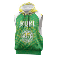 Kuki Independence 2026 Sleeveless Hoodie Cook Islands 15 Finest Green Version LT05 Green - Polynesian Pride