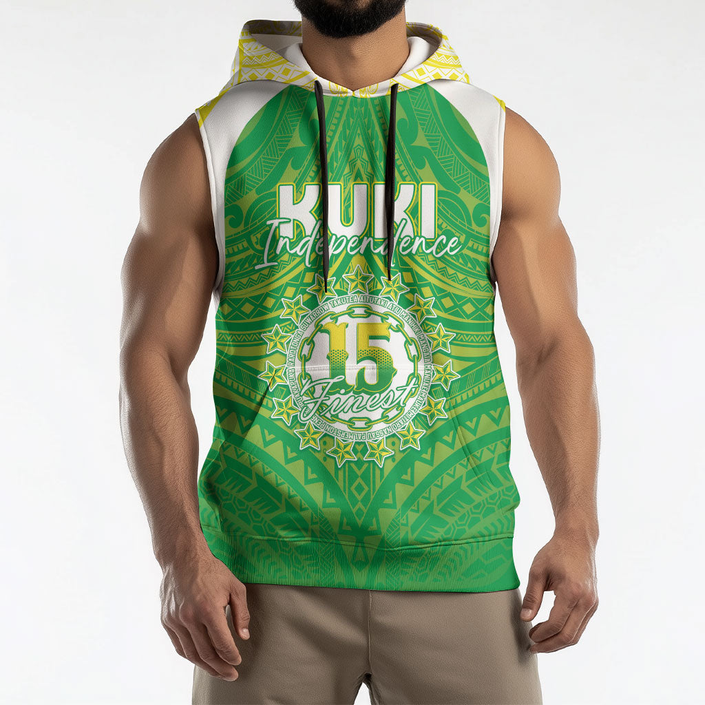 Kuki Independence 2026 Sleeveless Hoodie Cook Islands 15 Finest Green Version LT05 - Polynesian Pride