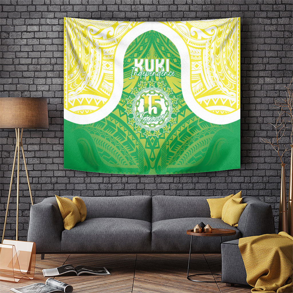 Kuki Independence 2026 Tapestry Cook Islands 15 Finest Green Version LT05 Green - Polynesian Pride