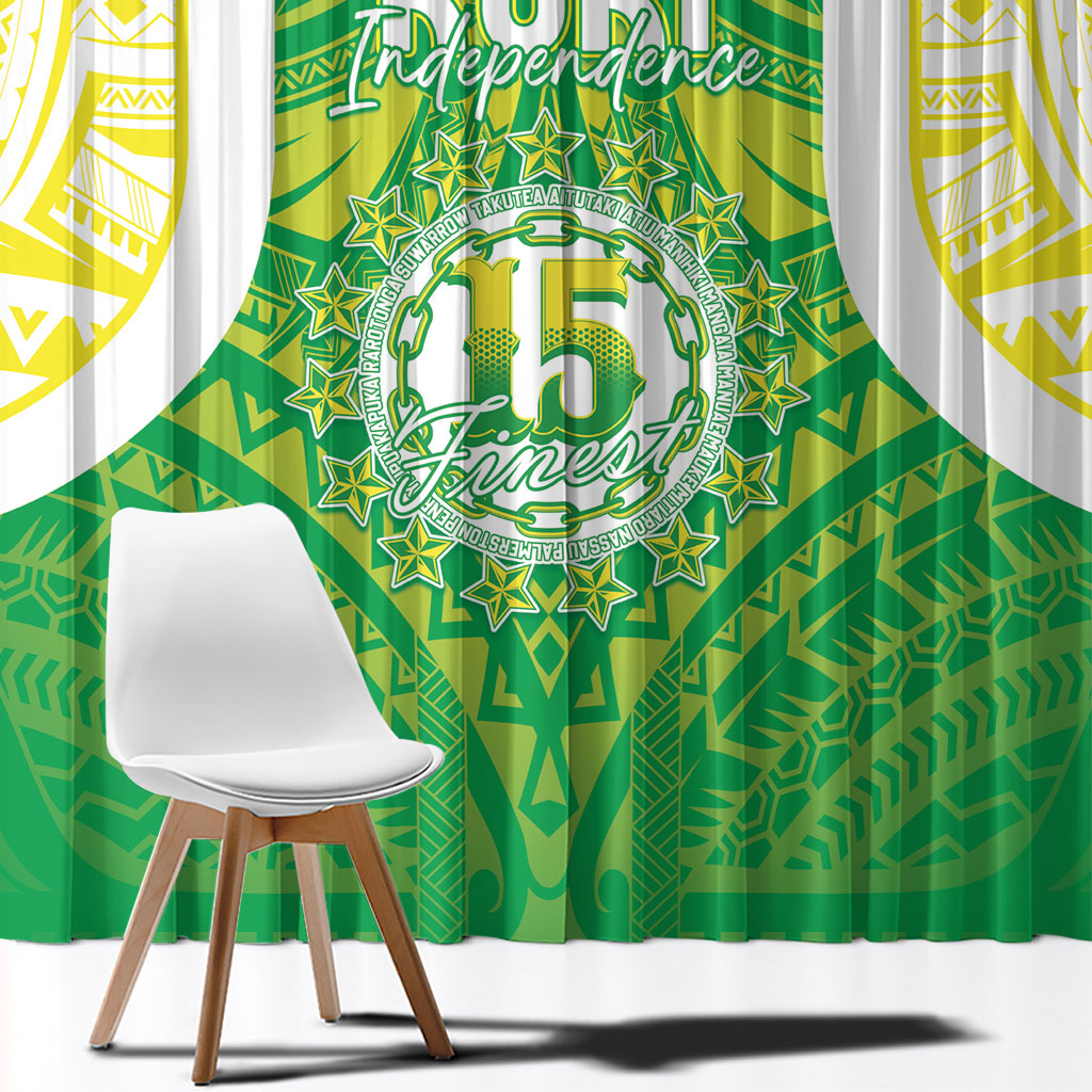 Kuki Independence 2026 Window Curtain Cook Islands 15 Finest Green Version LT05 - Polynesian Pride