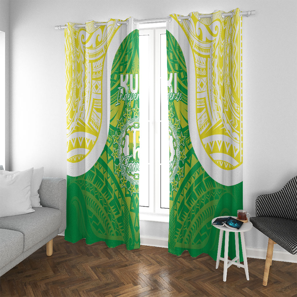 Kuki Independence 2026 Window Curtain Cook Islands 15 Finest Green Version LT05 With Grommets Green - Polynesian Pride