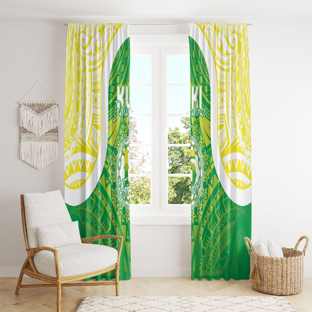 Kuki Independence 2026 Window Curtain Cook Islands 15 Finest Green Version LT05 - Polynesian Pride