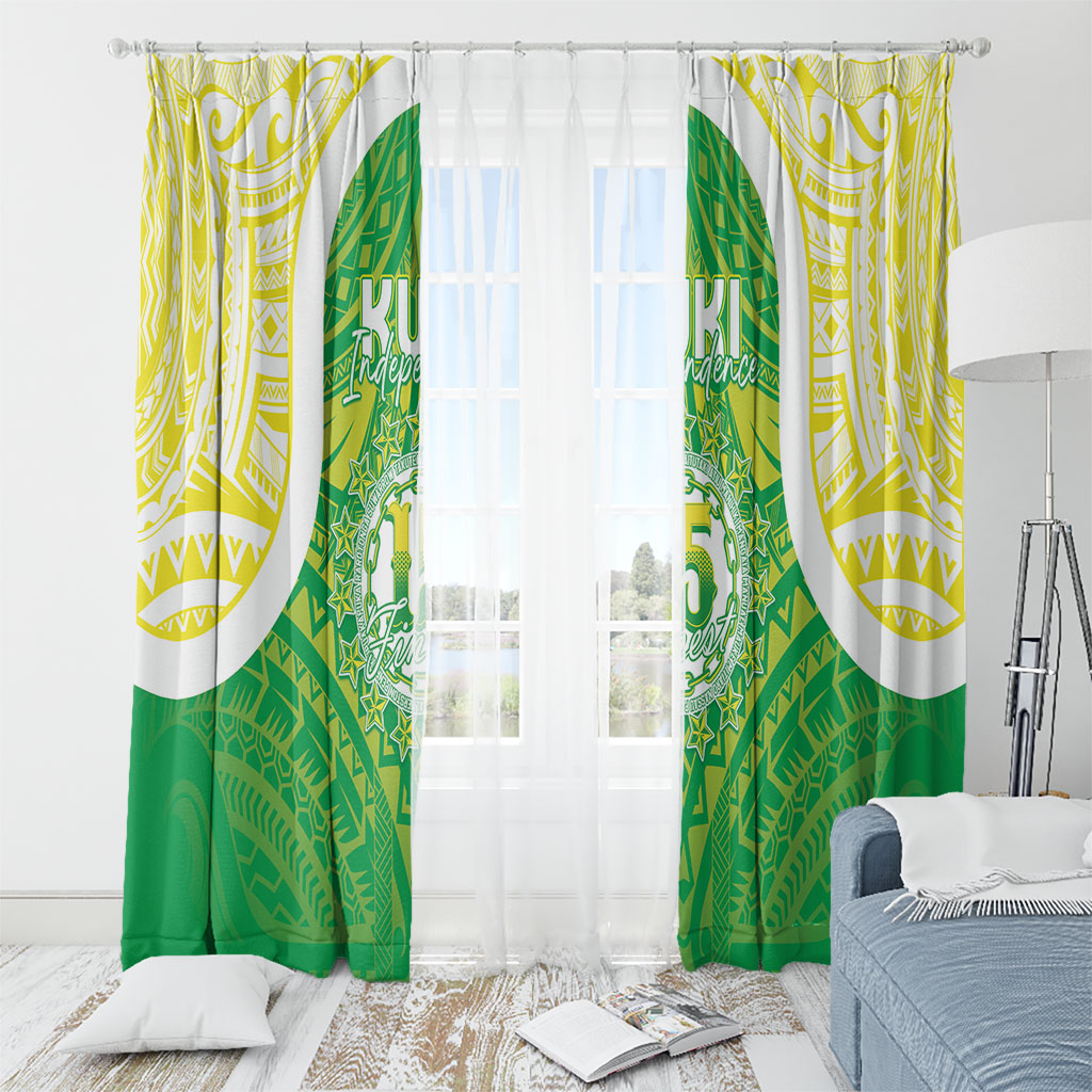 Kuki Independence 2026 Window Curtain Cook Islands 15 Finest Green Version LT05 - Polynesian Pride