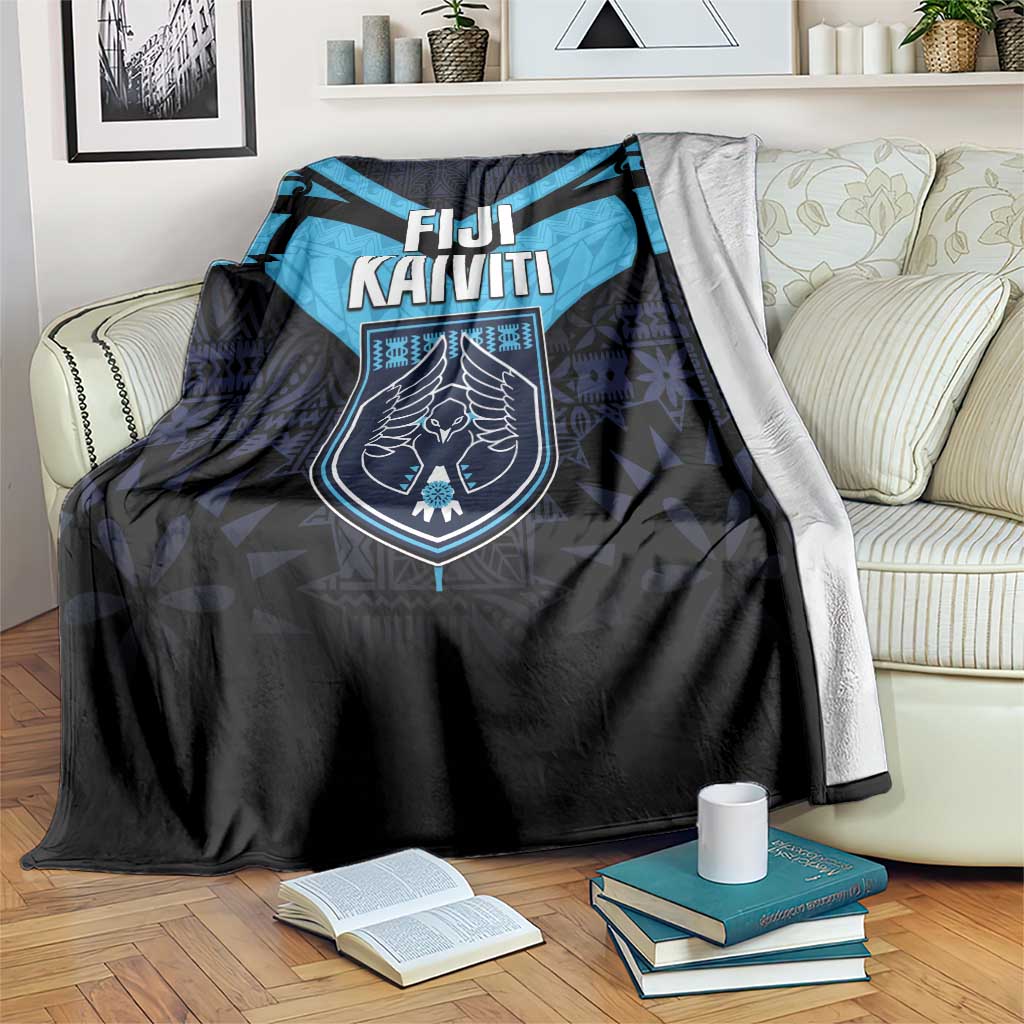 Fiji Kaiviti Rugby Blanket Fiji Tapa Pattern LT05 Blue - Polynesian Pride