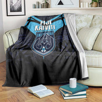 Fiji Kaiviti Rugby Blanket Fiji Tapa Pattern LT05 Blue - Polynesian Pride