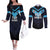 Custom Fiji Kaiviti Rugby Couples Matching Off The Shoulder Long Sleeve Dress and Long Sleeve Button Shirt Fiji Tapa Pattern