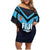 Custom Fiji Kaiviti Rugby Family Matching Off Shoulder Short Dress and Hawaiian Shirt Fiji Tapa Pattern