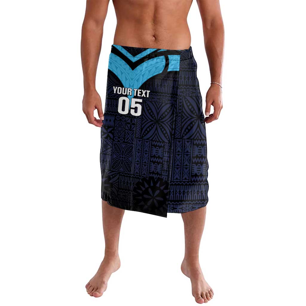 Custom Fiji Kaiviti Rugby Lavalava Fiji Tapa Pattern LT05 Blue - Polynesian Pride