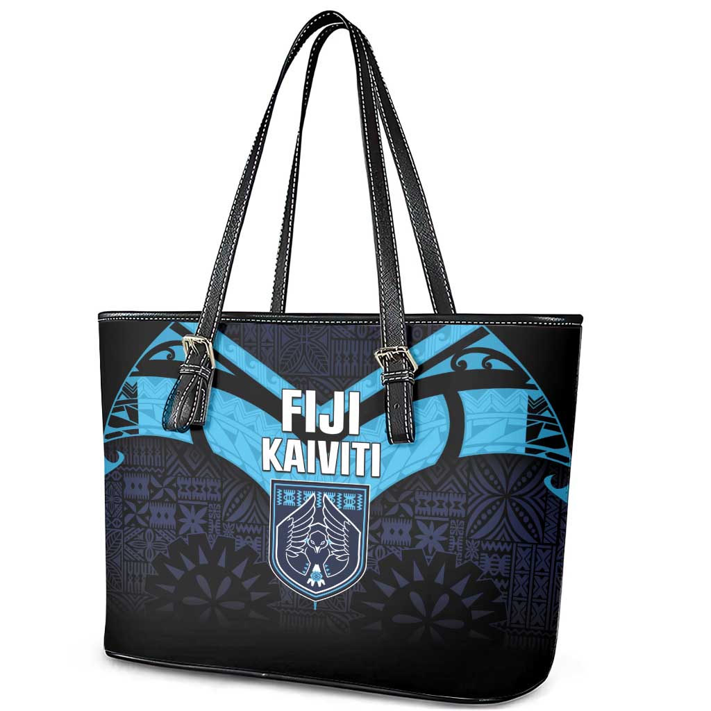 Fiji Kaiviti Rugby Leather Tote Bag Fiji Tapa Pattern LT05 - Polynesian Pride