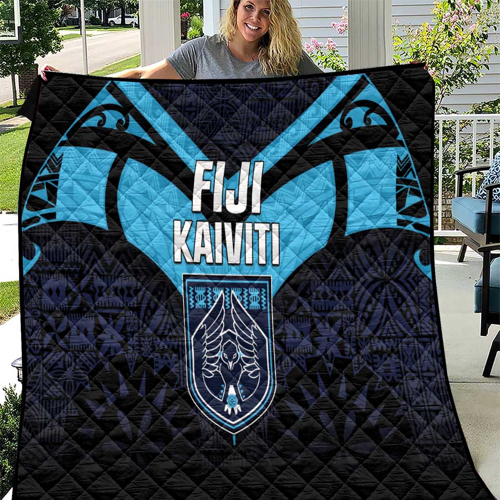 Fiji Kaiviti Rugby Quilt Fiji Tapa Pattern LT05 Blue - Polynesian Pride