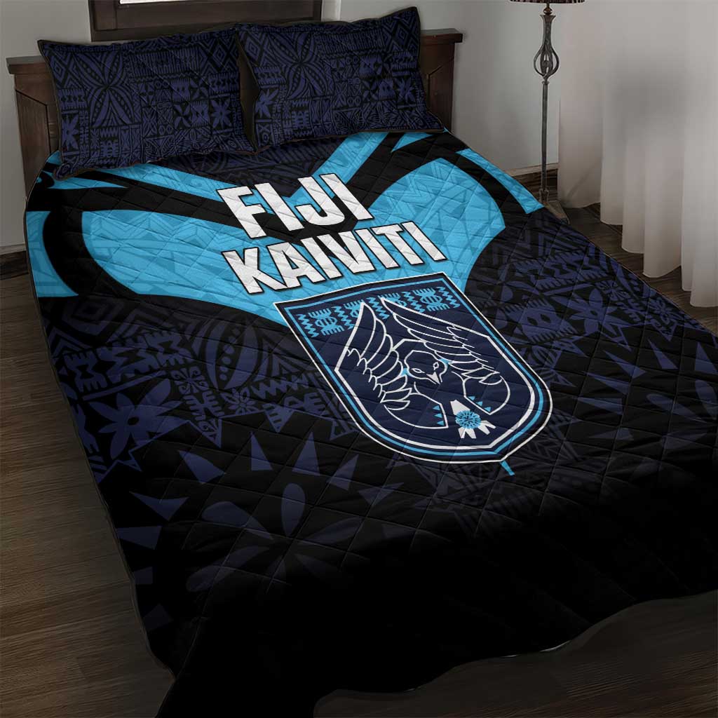 Fiji Kaiviti Rugby Quilt Bed Set Fiji Tapa Pattern LT05 Blue - Polynesian Pride