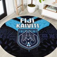Fiji Kaiviti Rugby Round Carpet Fiji Tapa Pattern LT05 Blue - Polynesian Pride