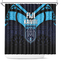 Fiji Kaiviti Rugby Shower Curtain Fiji Tapa Pattern LT05 Blue - Polynesian Pride