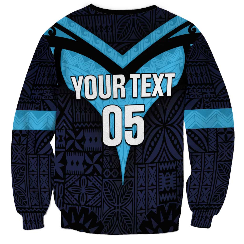 Custom Fiji Kaiviti Rugby Sweatshirt Fiji Tapa Pattern LT05 - Polynesian Pride