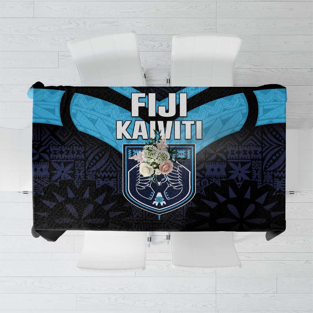 Fiji Kaiviti Rugby Tablecloth Fiji Tapa Pattern LT05 Blue - Polynesian Pride