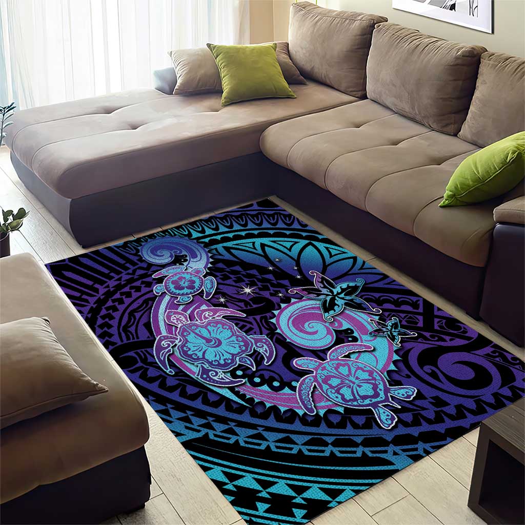 Hawaii Makahiki Turtle Area Rug Spiral Polynesian Tattoo LT05 - Polynesian Pride