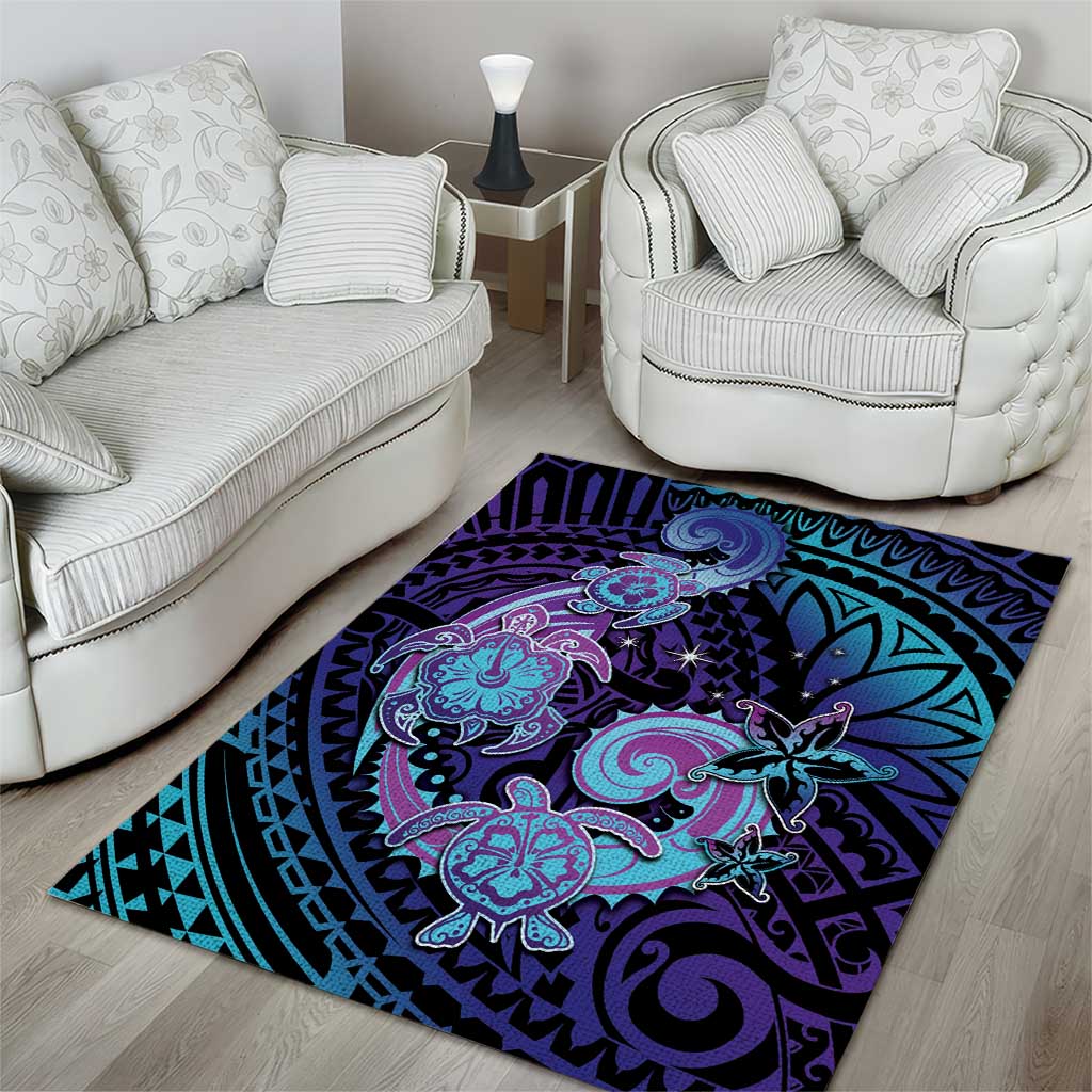 Hawaii Makahiki Turtle Area Rug Spiral Polynesian Tattoo LT05 - Polynesian Pride