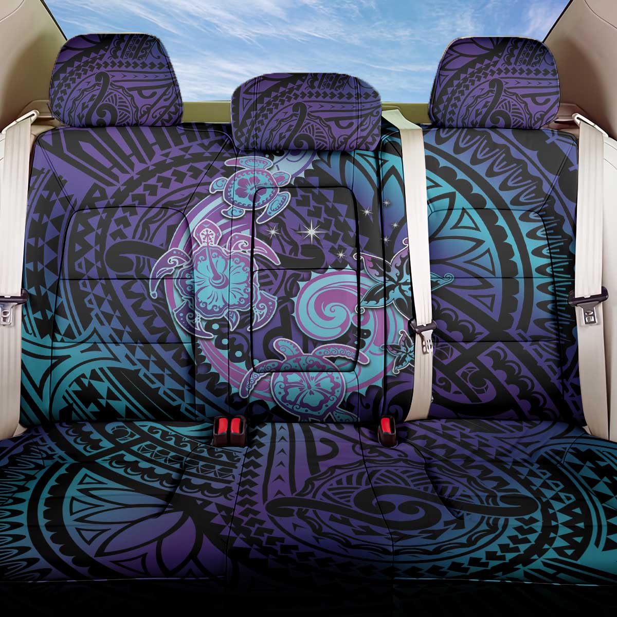 Hawaii Makahiki Turtle Back Car Seat Cover Spiral Polynesian Tattoo LT05 One Size Purple - Polynesian Pride