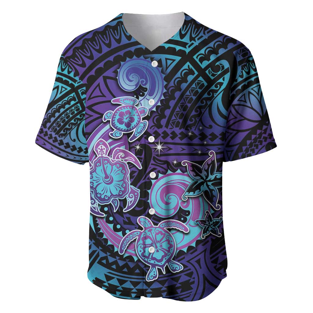 Hawaii Makahiki Turtle Baseball Jersey Spiral Polynesian Tattoo LT05 Purple - Polynesian Pride