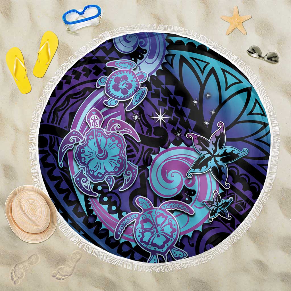 Hawaii Makahiki Turtle Beach Blanket Spiral Polynesian Tattoo LT05 One Size 150cm Purple - Polynesian Pride