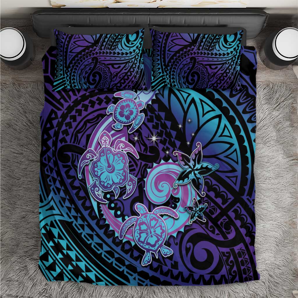 Hawaii Makahiki Turtle Bedding Set Spiral Polynesian Tattoo LT05 Purple - Polynesian Pride