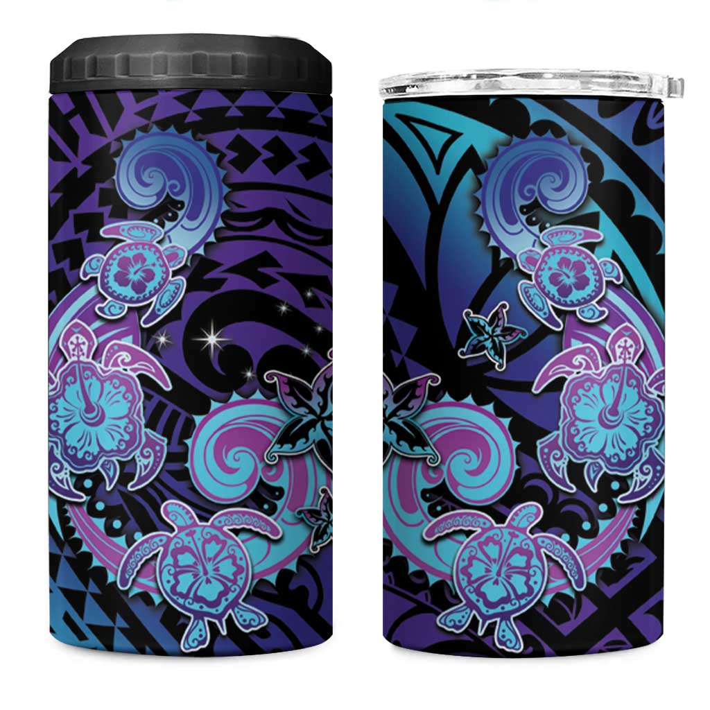 Hawaii Makahiki Turtle 4 in 1 Can Cooler Tumbler Spiral Polynesian Tattoo LT05 One Size: 16 oz Purple - Polynesian Pride