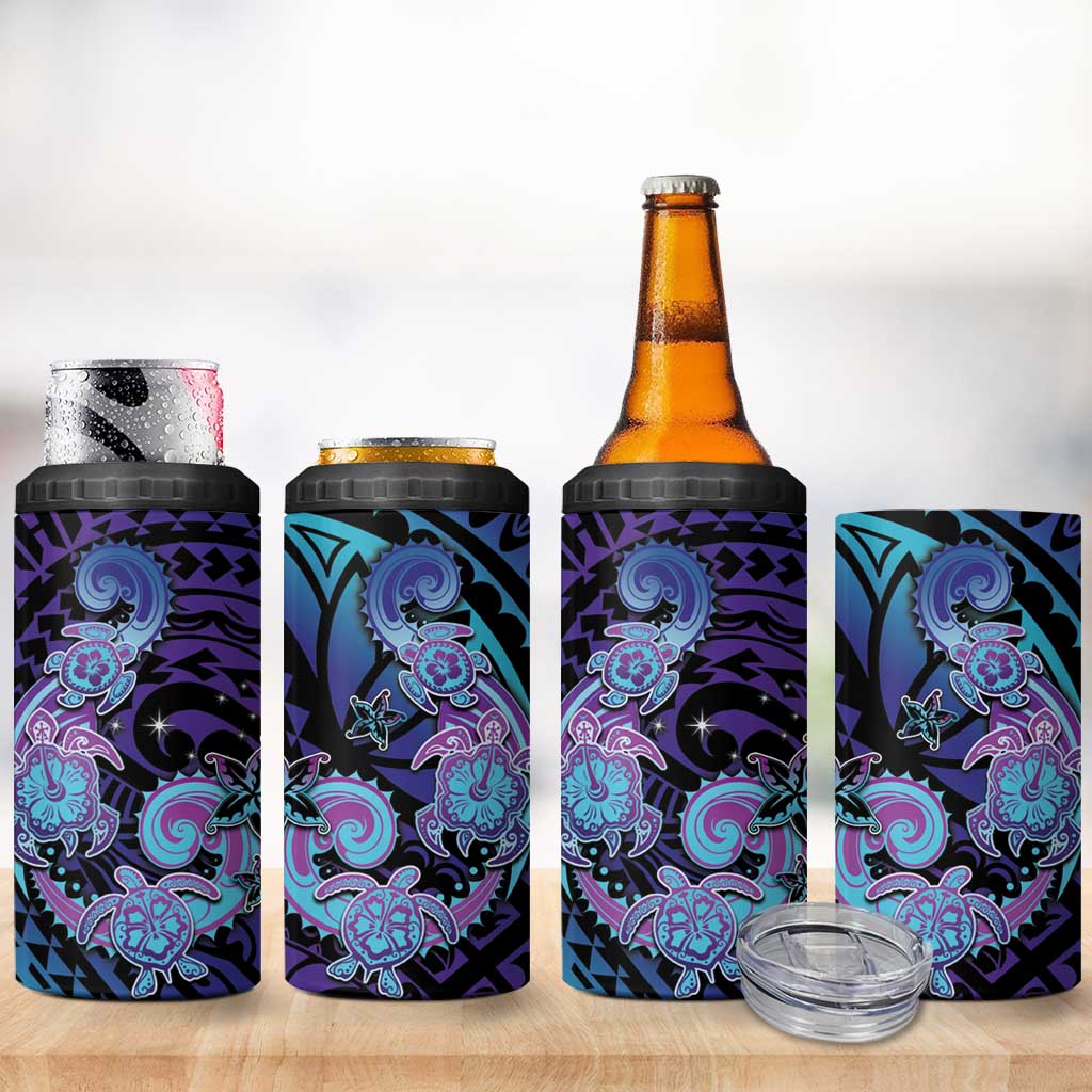 Hawaii Makahiki Turtle 4 in 1 Can Cooler Tumbler Spiral Polynesian Tattoo LT05 - Polynesian Pride