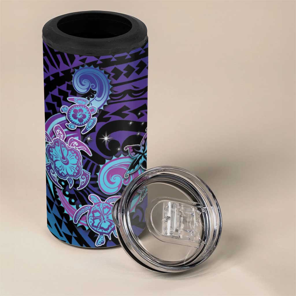 Hawaii Makahiki Turtle 4 in 1 Can Cooler Tumbler Spiral Polynesian Tattoo LT05 - Polynesian Pride