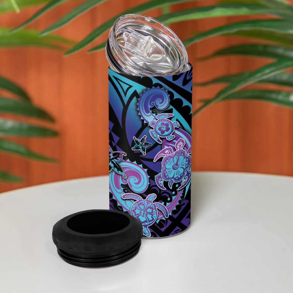 Hawaii Makahiki Turtle 4 in 1 Can Cooler Tumbler Spiral Polynesian Tattoo LT05 - Polynesian Pride