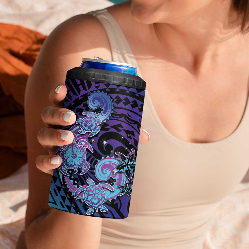 Hawaii Makahiki Turtle 4 in 1 Can Cooler Tumbler Spiral Polynesian Tattoo LT05 - Polynesian Pride