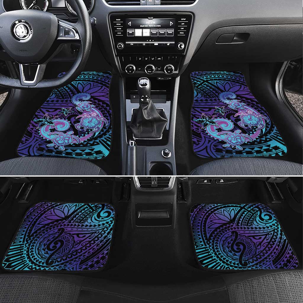 Hawaii Makahiki Turtle Car Mats Spiral Polynesian Tattoo LT05 Set 4pcs Purple - Polynesian Pride